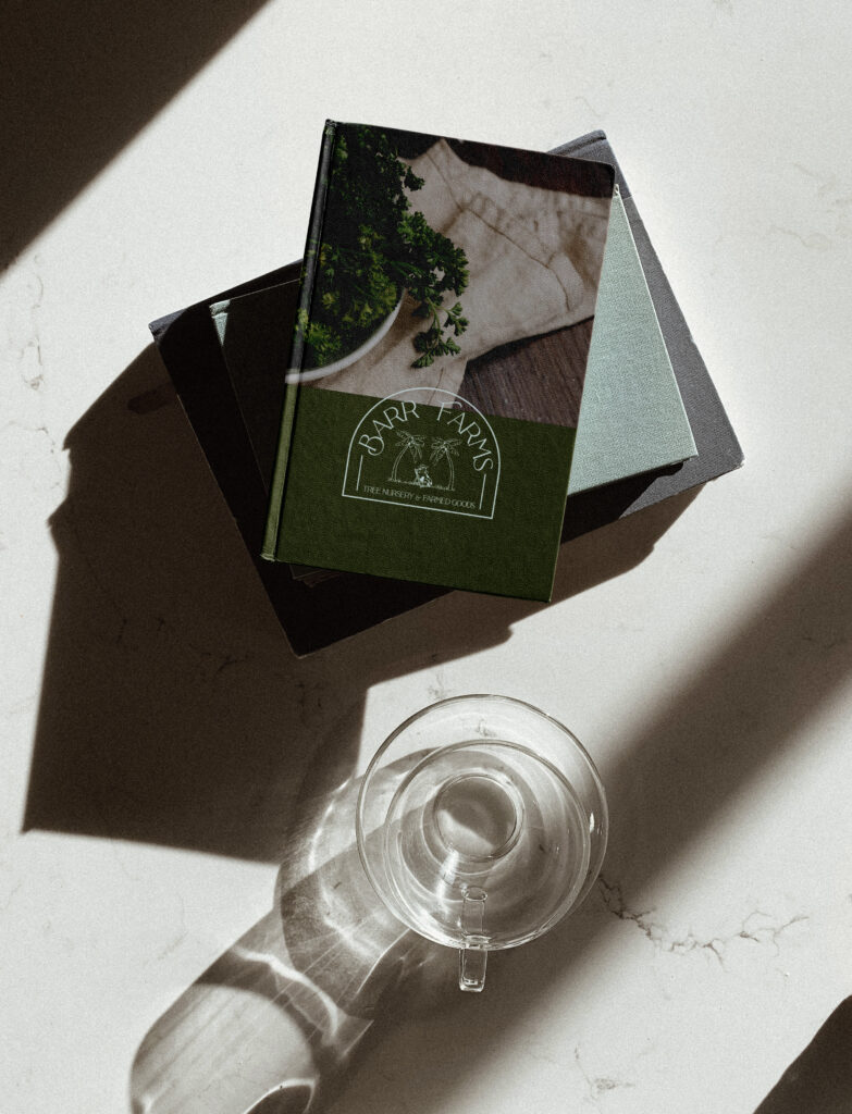 Barr Farms Logo Design in a book cover
