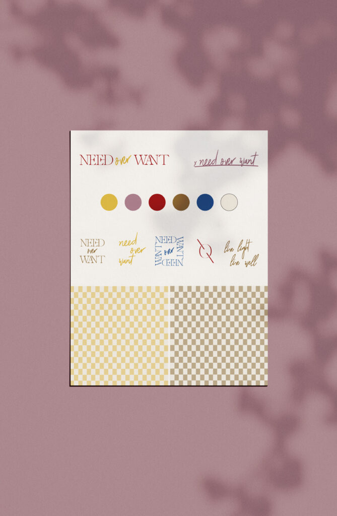 Need Over Want Brand Kit Sheet