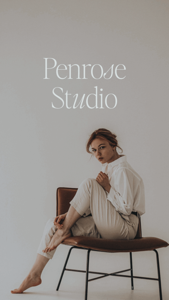 Logo name overlaid on a background photo of a sitting girl.