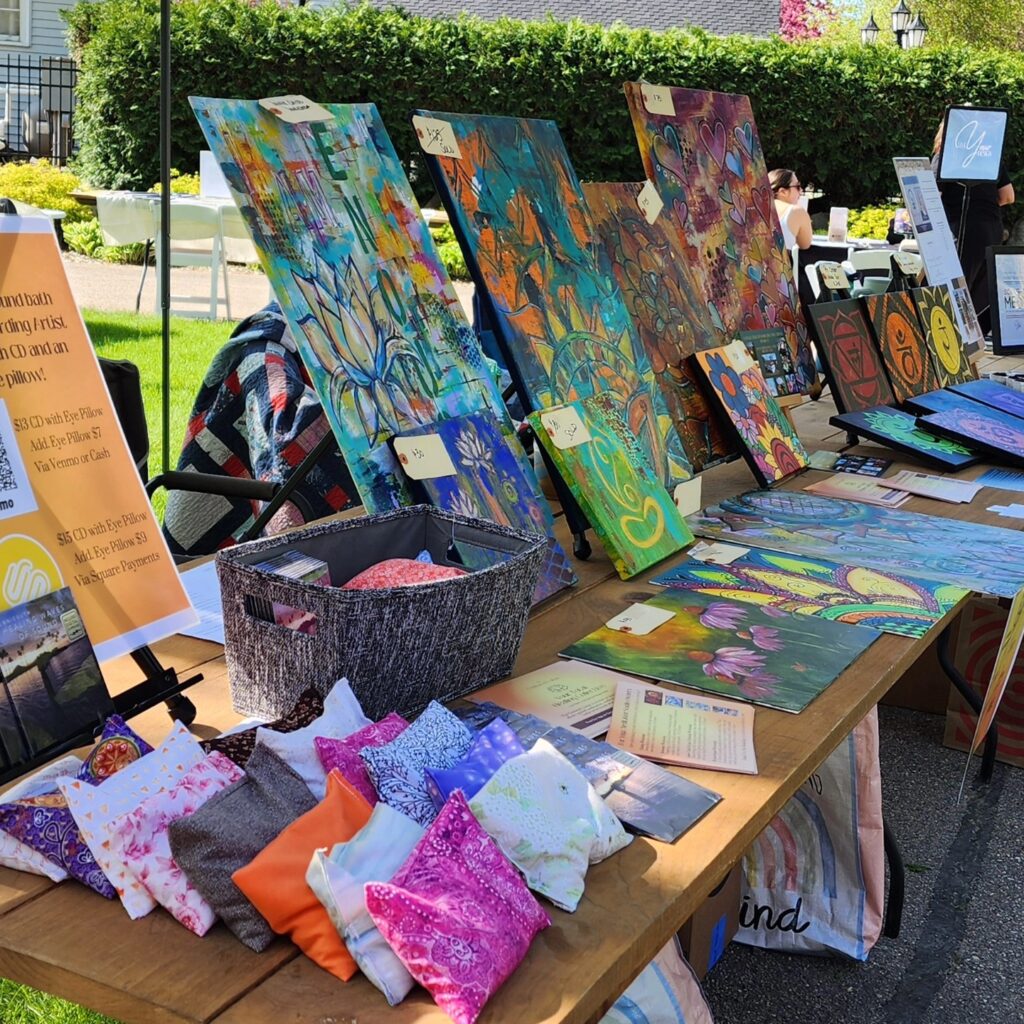 Artworks created by Jennifer’s students on display.