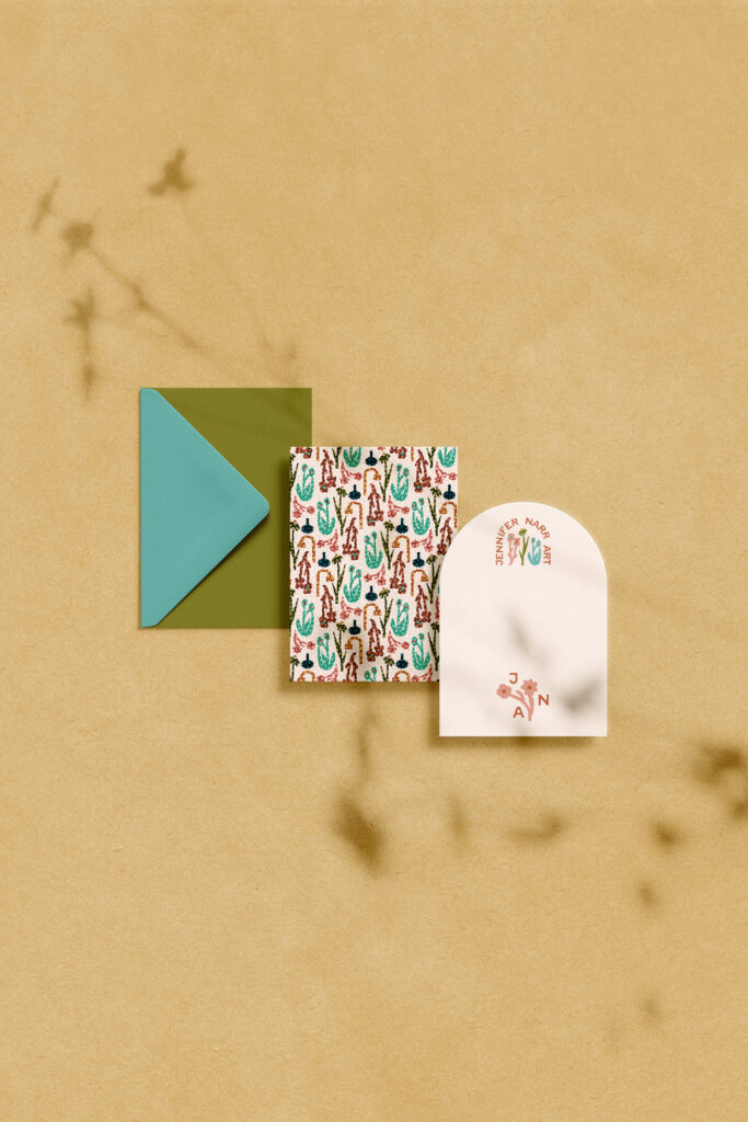 Stationery mockup with logo and pattern design.