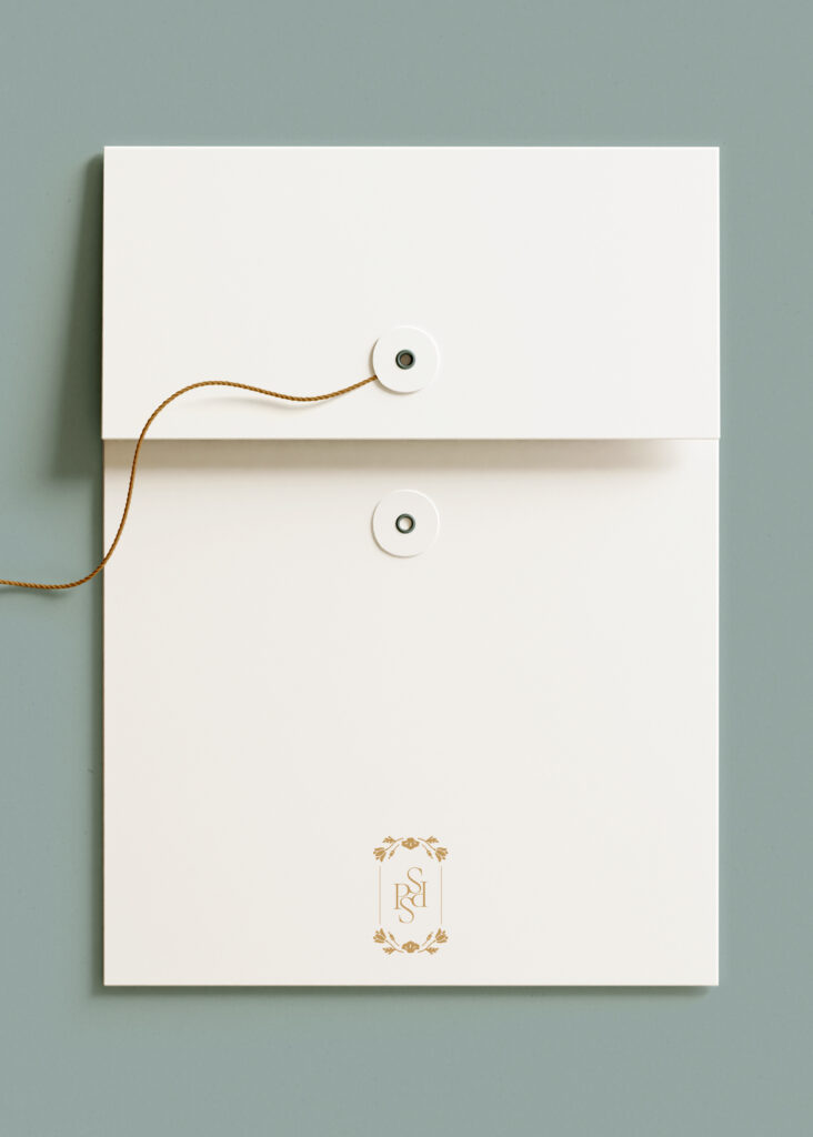Envelope mockup with a stamped logo.