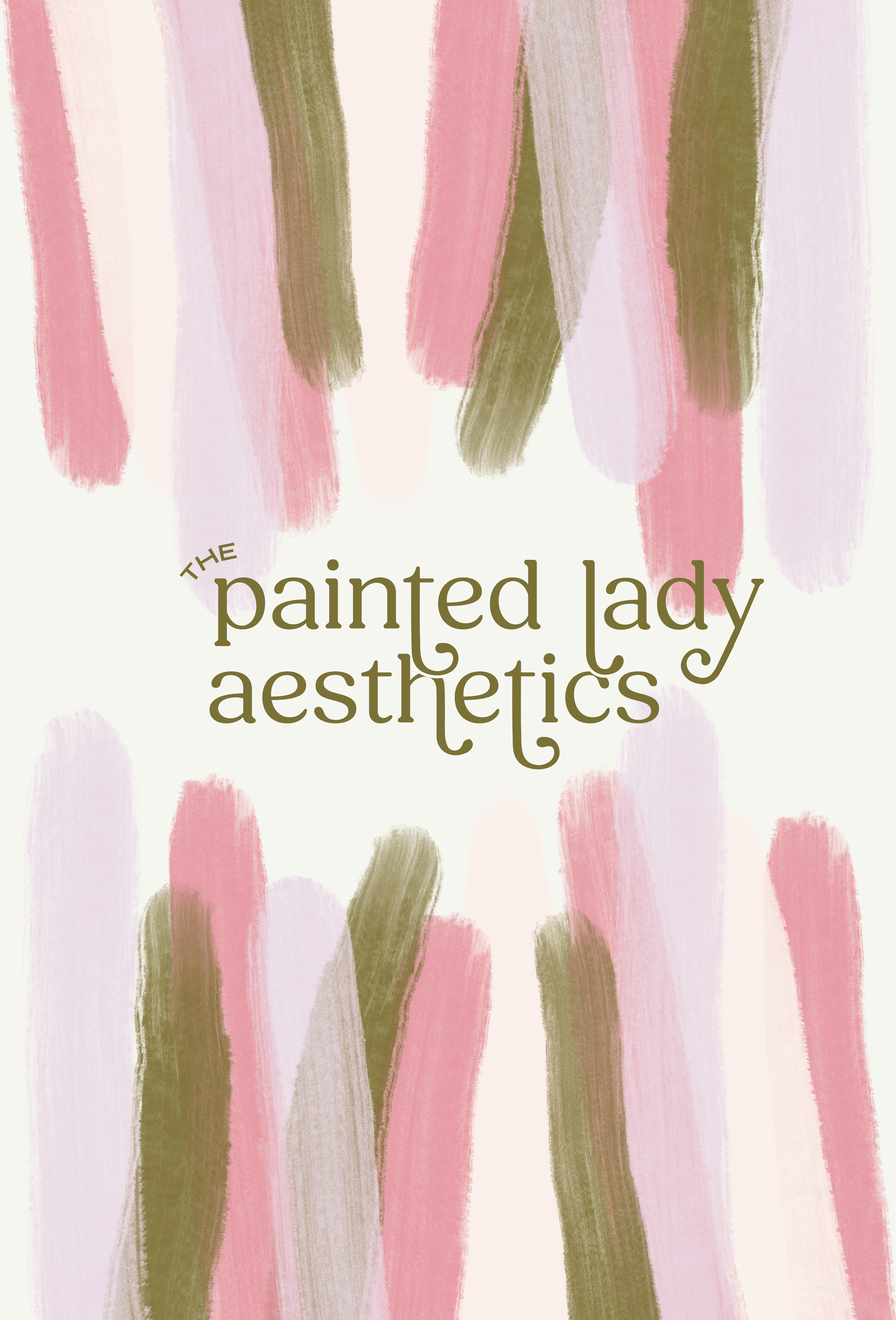 A logo design for a creative artist, inspired by painted textures and expressed through feminine typography and a delicate color palette.