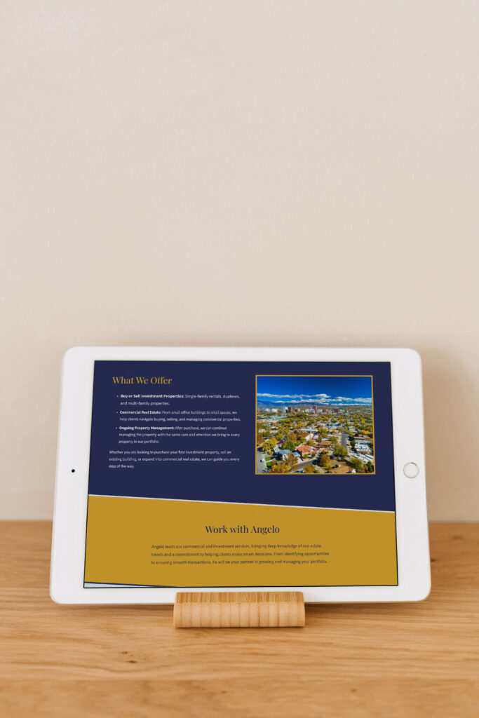 Tablet displaying Keyway Properties' clean and modern website.