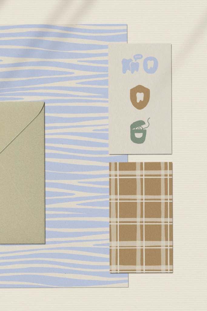 Icons for dentist branding featuring hand-drawn teeth, floss, and dental elements.