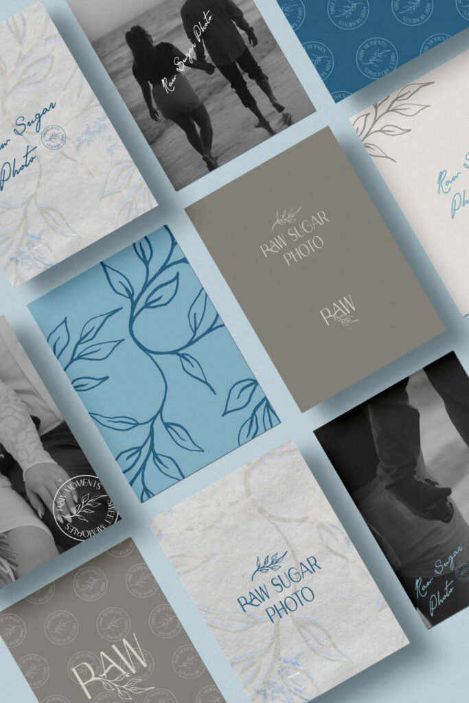 Customized brand kit elements for a photographer, created from Saltd Studio's semi-custom template.