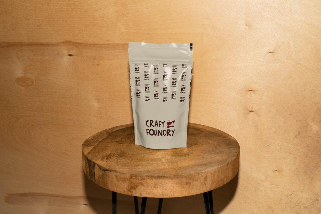 Organic coffee brand kit displayed on coffee packaging.