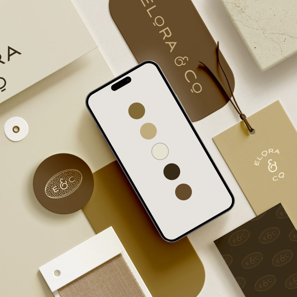 A neutral color palette for the Elora & Co pre-made brand kit.