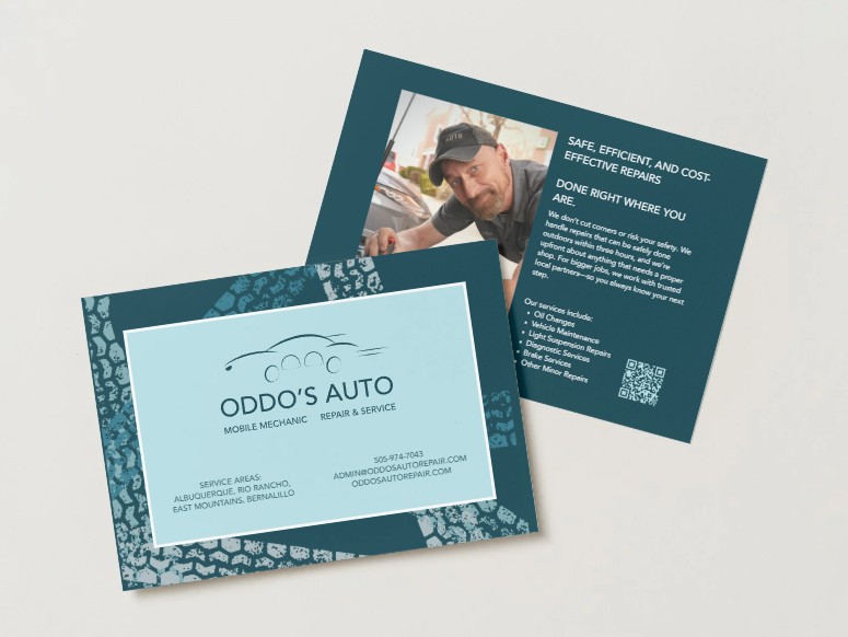 Classic Style Business card for Mike Oddo, a mobile mechanic.