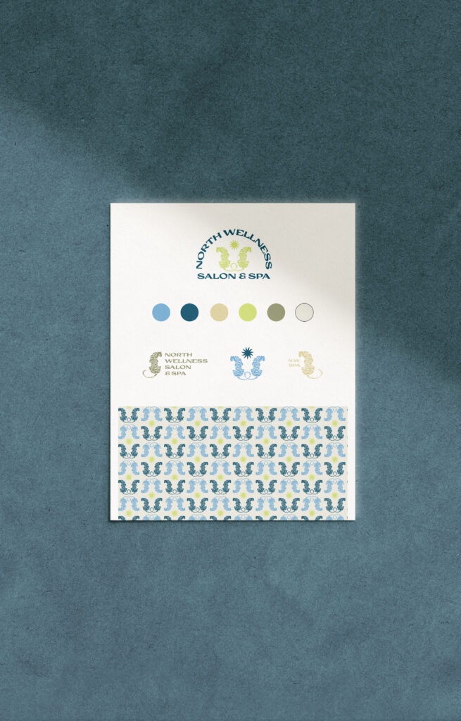 North Wellness brand guide featuring logo, colors, and patterns designed to feel calm yet elevated.