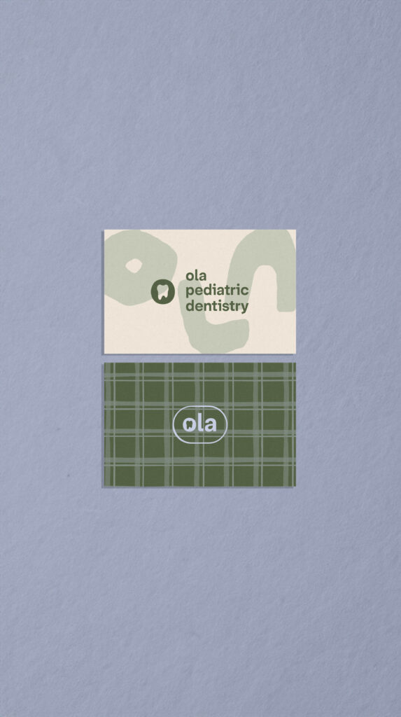 Business card design for Ola Pediatric Dentistry.