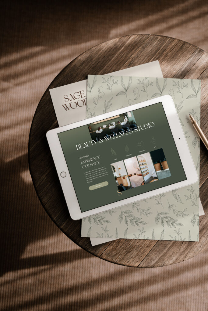 Sagewood’s brand elements in both digital and printed materials.