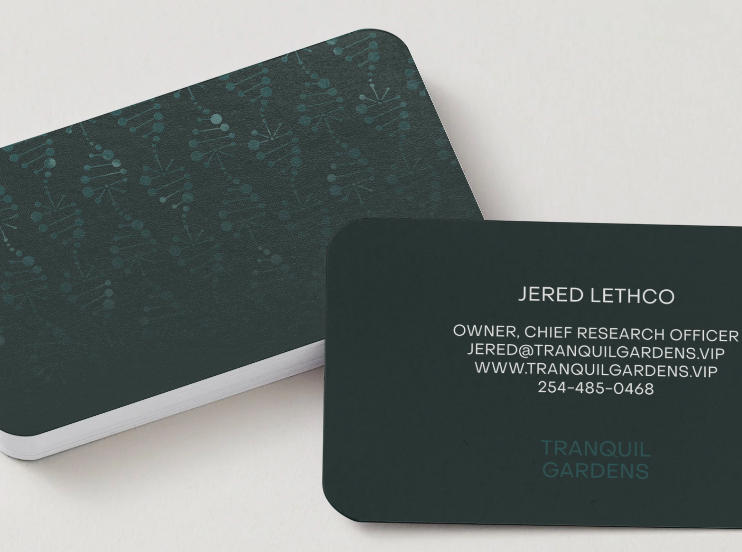 Branded business card for a cannabis research company