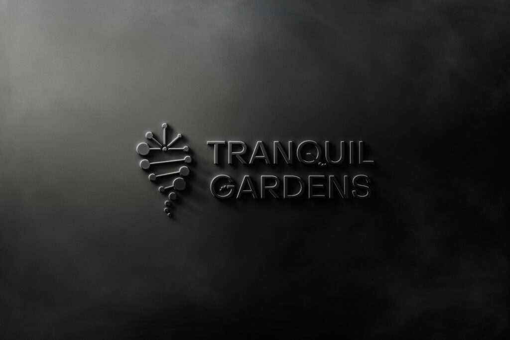 Embossed cannabis logo design on a black background.