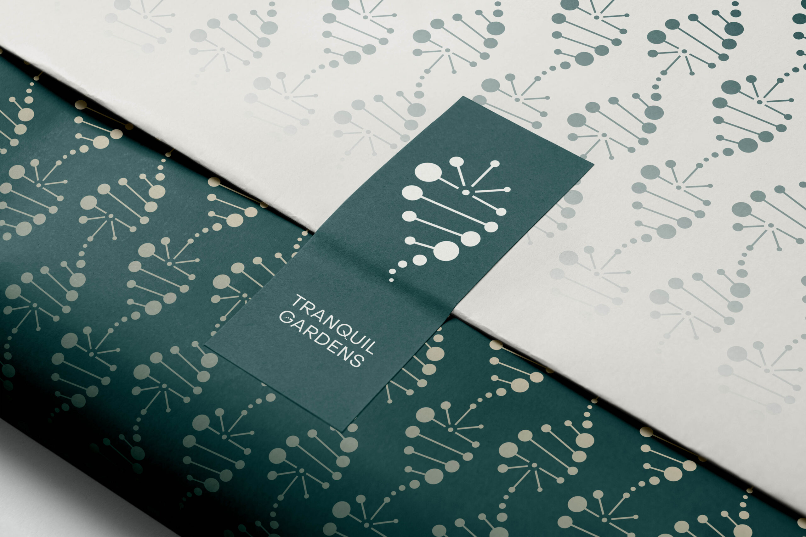Tranquil Gardens cannabis logo and branding elements on packaging wrapper