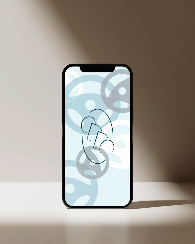 Submark logo for a mobile mechanic paired with a patterned background on a phone screen.