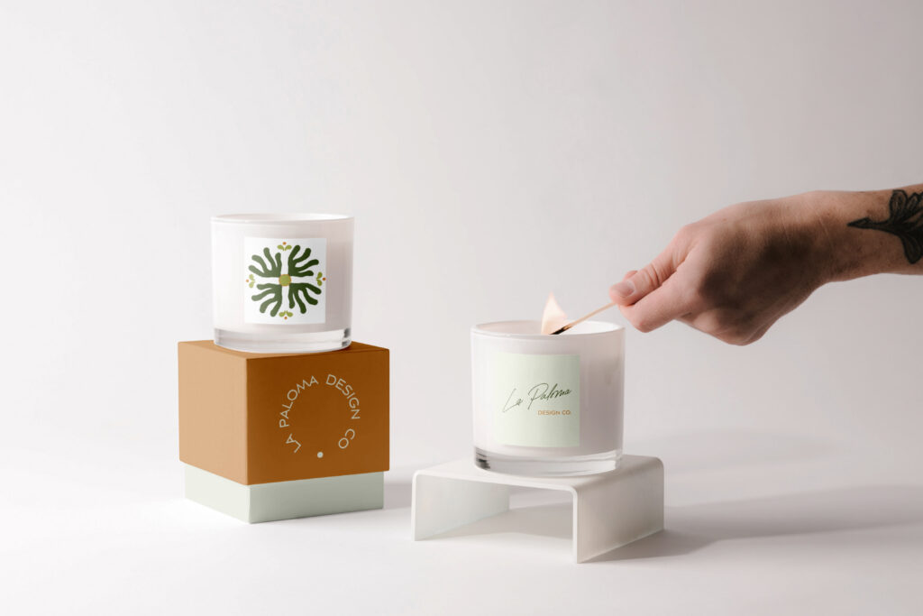 La Paloma semi-custom branding elements shown in product and packaging mockups.