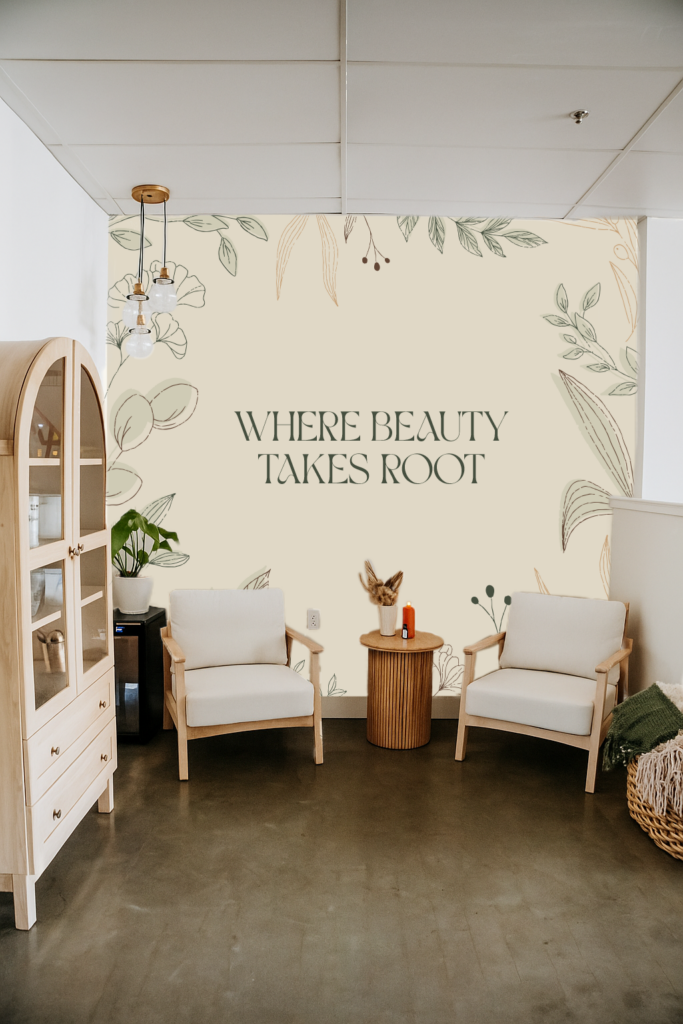 Custom wall mockup design we created for Sagewood Wellness spa