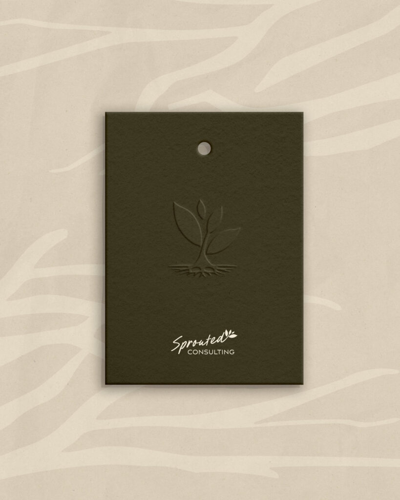 Embossed plant icon for CPG consultant branding.