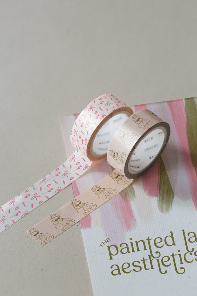 Custom tape mockup featuring The Painted Lady brand illustrations