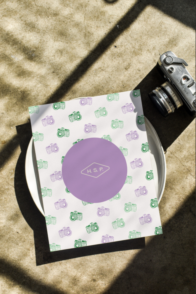 Custom camera illustration pattern for photographer branding