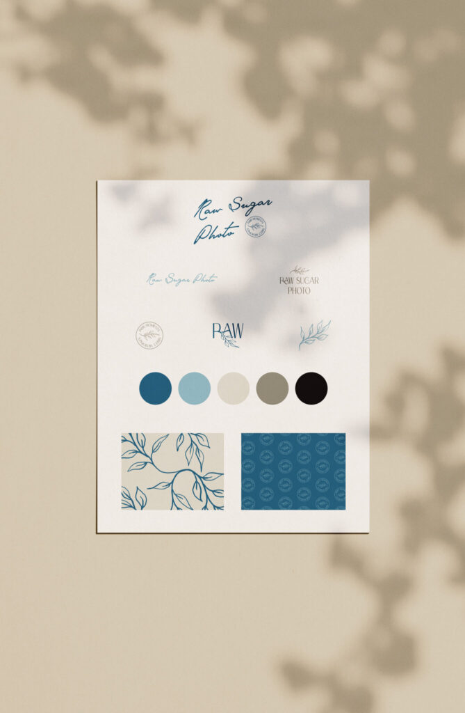 Raw Sugar Photo brand kit with logo, color palette, and brand elements